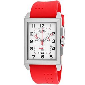 Locman Men's Stealth White Dial Watch - 242WH2BK/RD